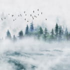 Превью фотообоев Туманный сосновый лес
