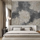 Мініатюра фотошпалер Квітучі світлі півонії в інтер'єрі спальні