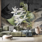 Мініатюра фотошпалер Ніжні лілії в інтер'єрі вітальні