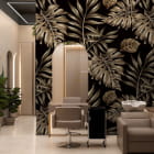 Мініатюра фотошпалер Золоте листя тропіків в інтер'єрі хола