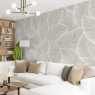 Миниатюра фотообоев Бежевые листья в интерьере гостиной