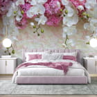 Миниатюра фотообоев Нежные цветы орхидеи 3Д в интерьере спальни
