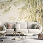Миниатюра фотообоев Солнечный бамбуковый лес в интерьере гостиной