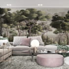 Миниатюра фотообоев Таинственные джунгли в интерьере гостиной