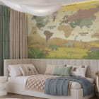 Мініатюра фотошпалер Карта світу з динозаврами в інтер'єрі дитячої