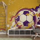 Мініатюра фотошпалер Яскравий футбольний м'яч в інтер'єрі підліткової