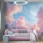 Миниатюра фотообоев Зефирные облака, акварель в интерьере детской