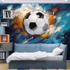 Мініатюра фотошпалер Футбольний м'яч 3Д арт в інтер'єрі підліткової