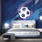 Мініатюра фотошпалер Футбольний м'яч на блакитному в інтер'єрі підліткової