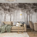 Миниатюра фотообоев Тайна туманного леса в интерьере гостиной