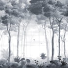 Миниатюра фотообоев Прекрасный лес в синем тумане