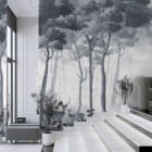 Миниатюра фотообоев Прекрасный лес в синем тумане в интерьере ресторана