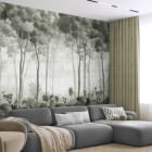 Мініатюра фотошпалер Зелений ліс пейзаж в інтер'єрі вітальні