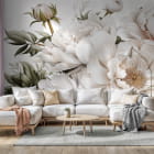 Миниатюра фотообоев Распустившиеся пионы в интерьере гостиной