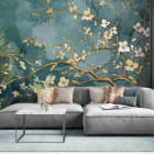 Мініатюра фотошпалер Чудове цвітіння, арт в інтер'єрі вітальні