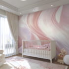 Миниатюра фотообоев Розовая абстракция, акварель в интерьере детской
