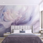 Миниатюра фотообоев Фиолетовый акварельный цветок в интерьере спальни