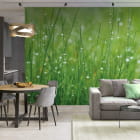 Мініатюра фотошпалер Роса на траві в інтер'єрі кухні