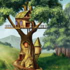 Превью фотообоев Сказочный домик на дереве