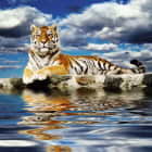 Превью фотообоев Тигр возле воды