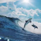 Превью фотоошпалер Дельфін стрибає з води