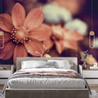 Миниатюра фотообоев Осенний цветок в интерьере спальни