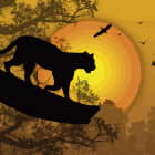 Превью фотообоев Пантера на закате