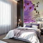 Мініатюра фотошпалер Світло-рожева орхідея в інтер'єрі спальні